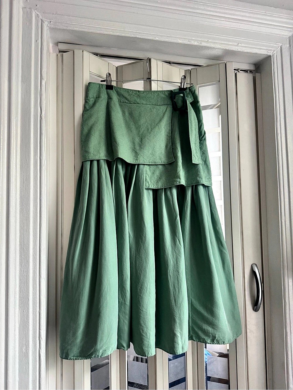 Joseph Layered Pleated Midi Skirt in Green Like New